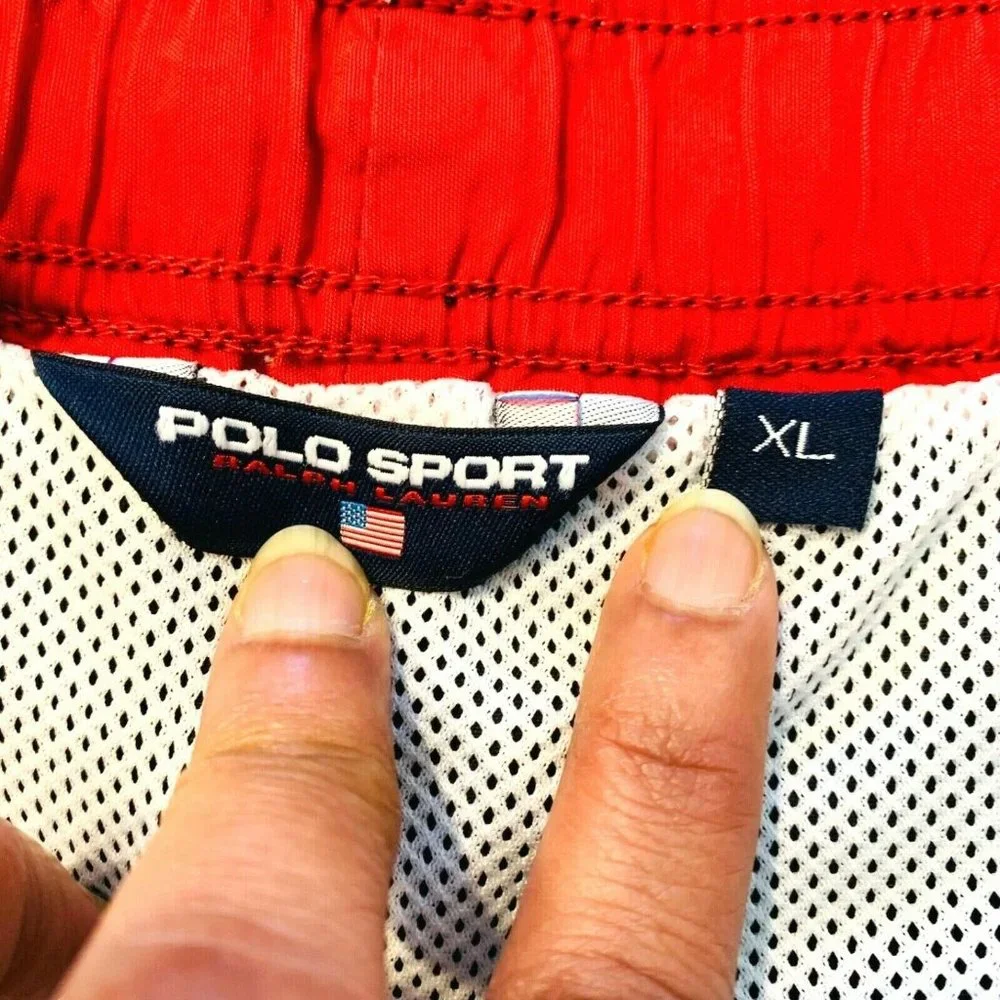 Vintage Polo Sport Ralph Lauren Swim Trunks Mesh Lined Cotton Nylon Gray Mens XL
